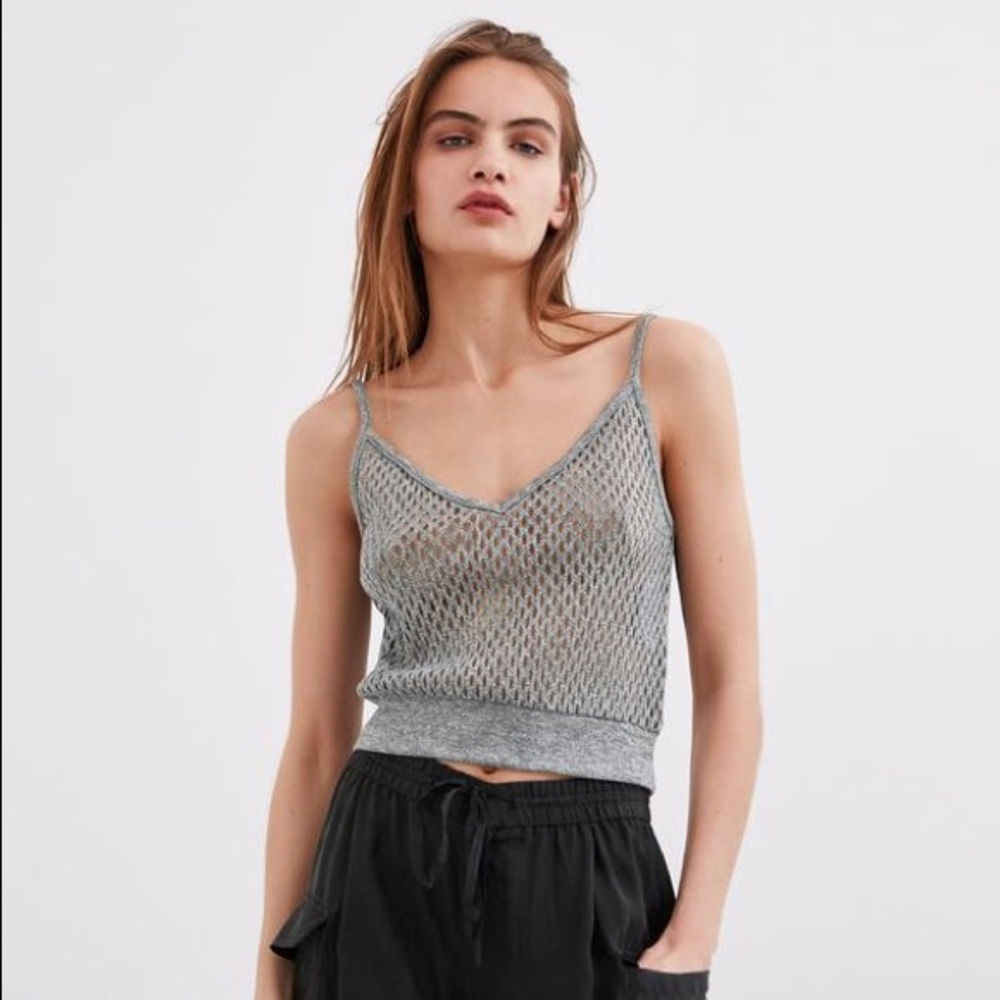 NEW ZARA MESH TOP TEXTURED